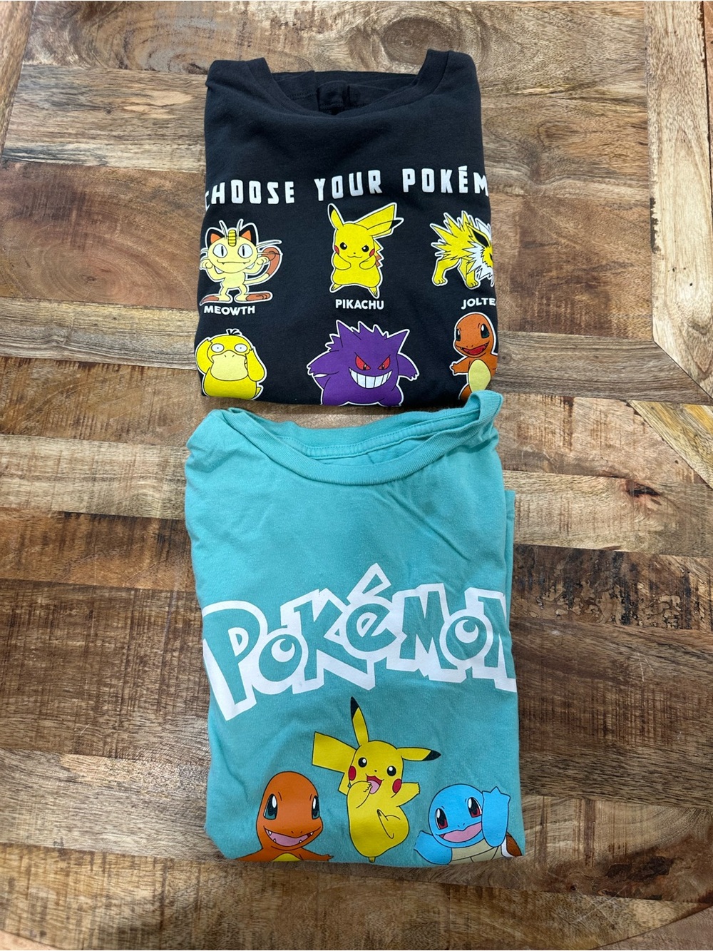 Old Navy Teal & Black Pokémon Graphic Kids Tees